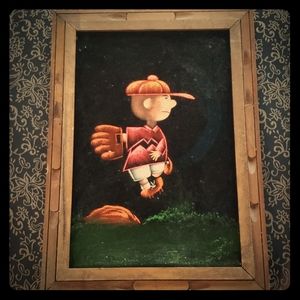 70's Charlie Brown Black Felt Painting